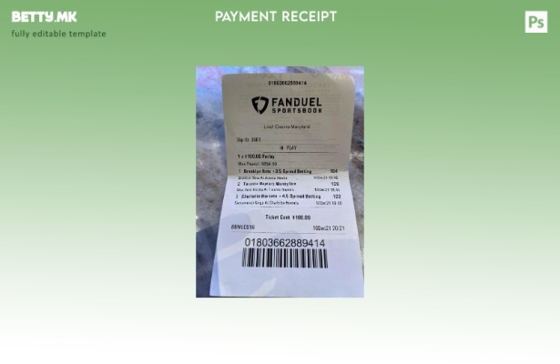 Модерен стил Шаблон за проверка на плаќање спортски книшки Fanduel